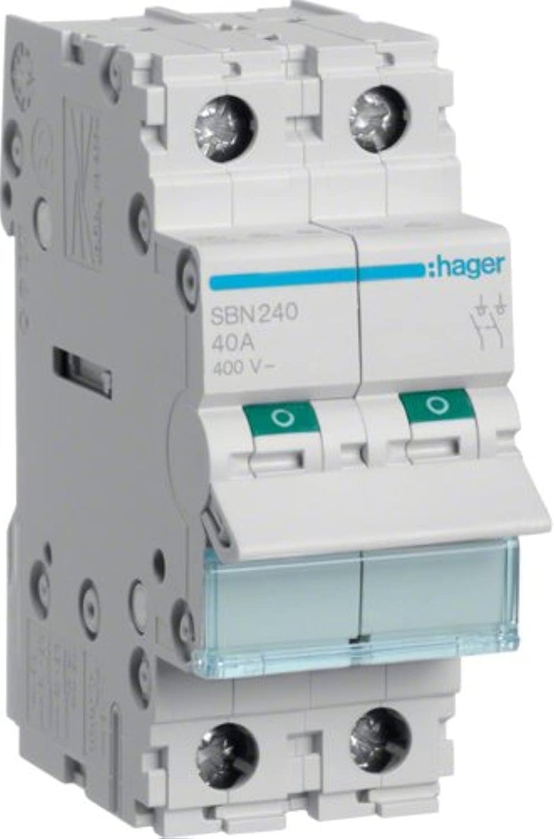Hager 2Pole 40A Isolator Modular Break Switch SBN241N/SBN240 - Image 1